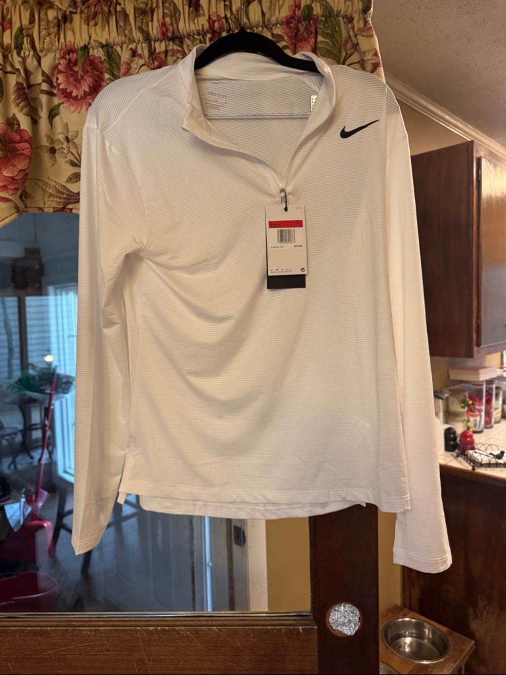 Nike White Long Sleeve Half-Zip Performance Top